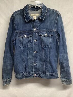 L.O.G.G H&M Men’s Button-Front Blue Distressed Denim Jacket Size M